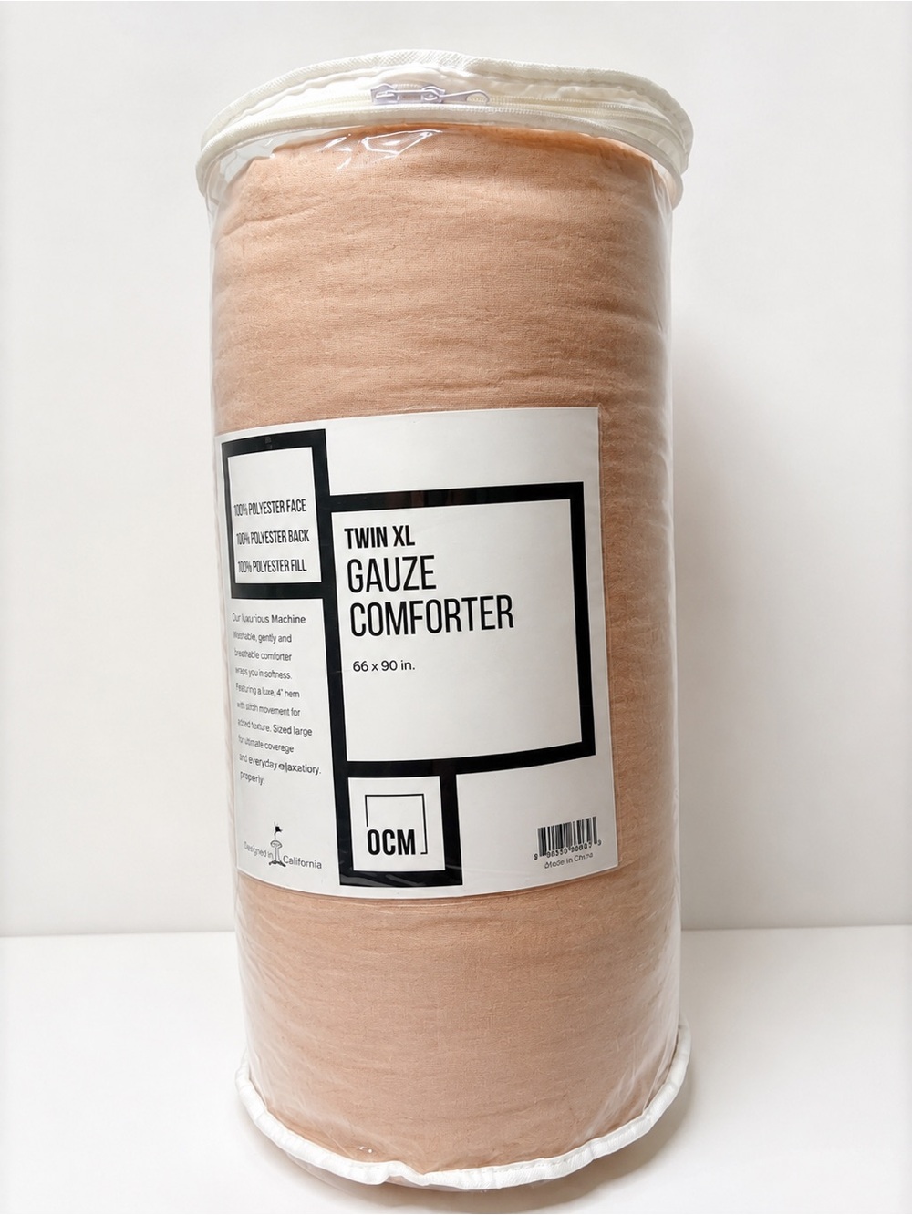 Ocm Twin XL Gauze Comforter in Peach
